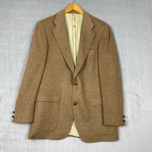 Vtg Camel Hair Sport Coat Mens 44L Scotland Union Made Ivy League Academia Prep